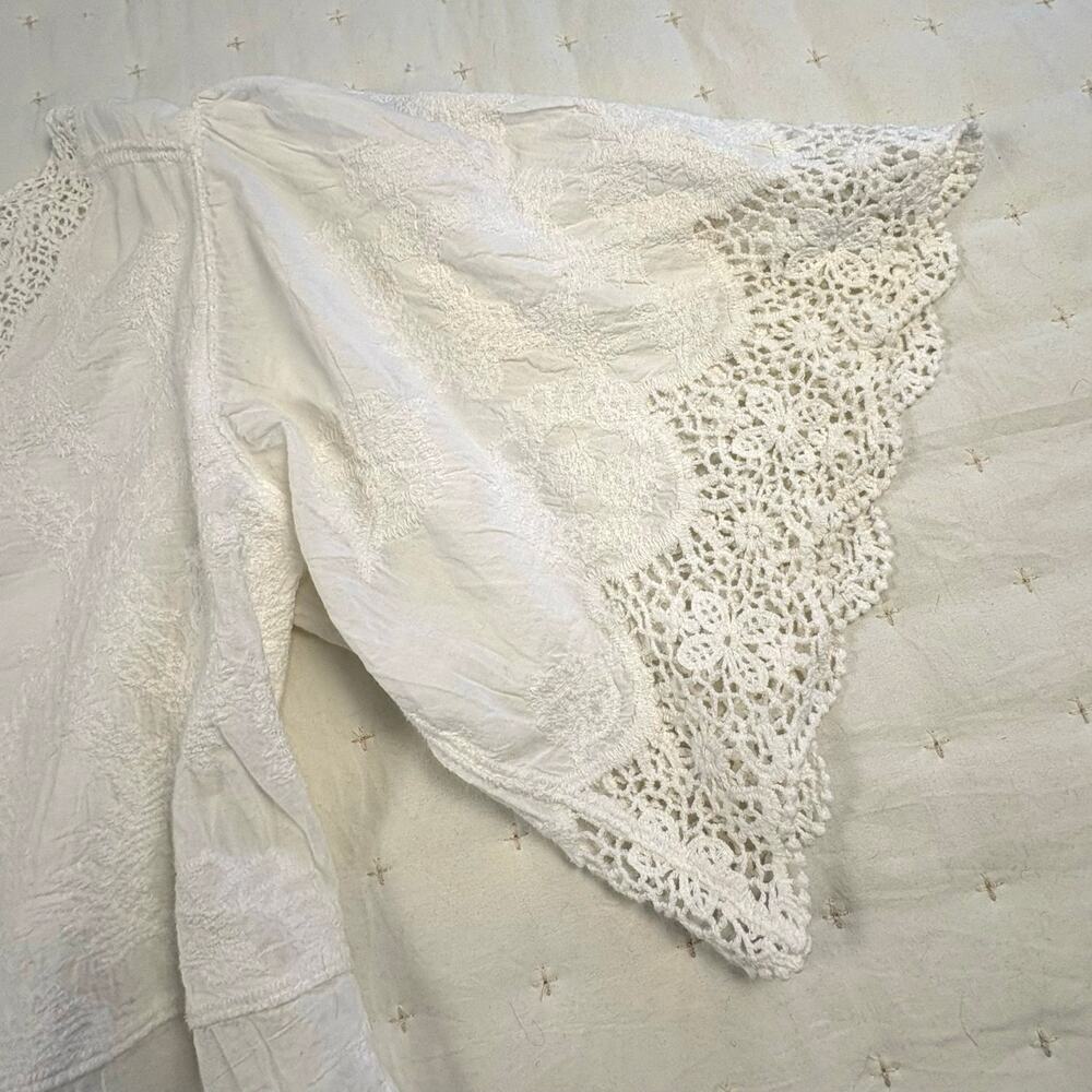 Democracy Embroidered Lace Top Women's S White Fairy Festival Boho - Picture 6 of 14